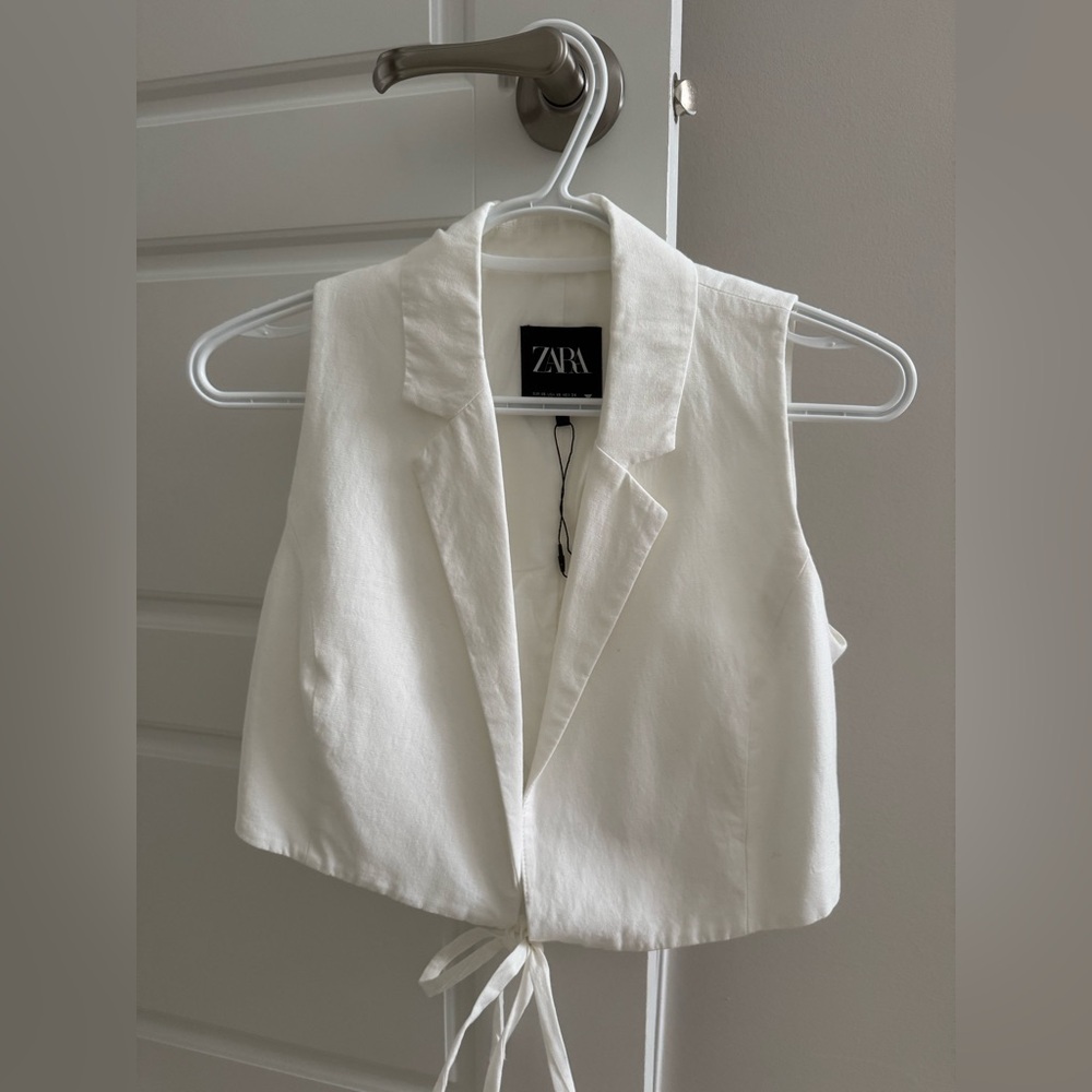 Linen blend wrap sleeveless top